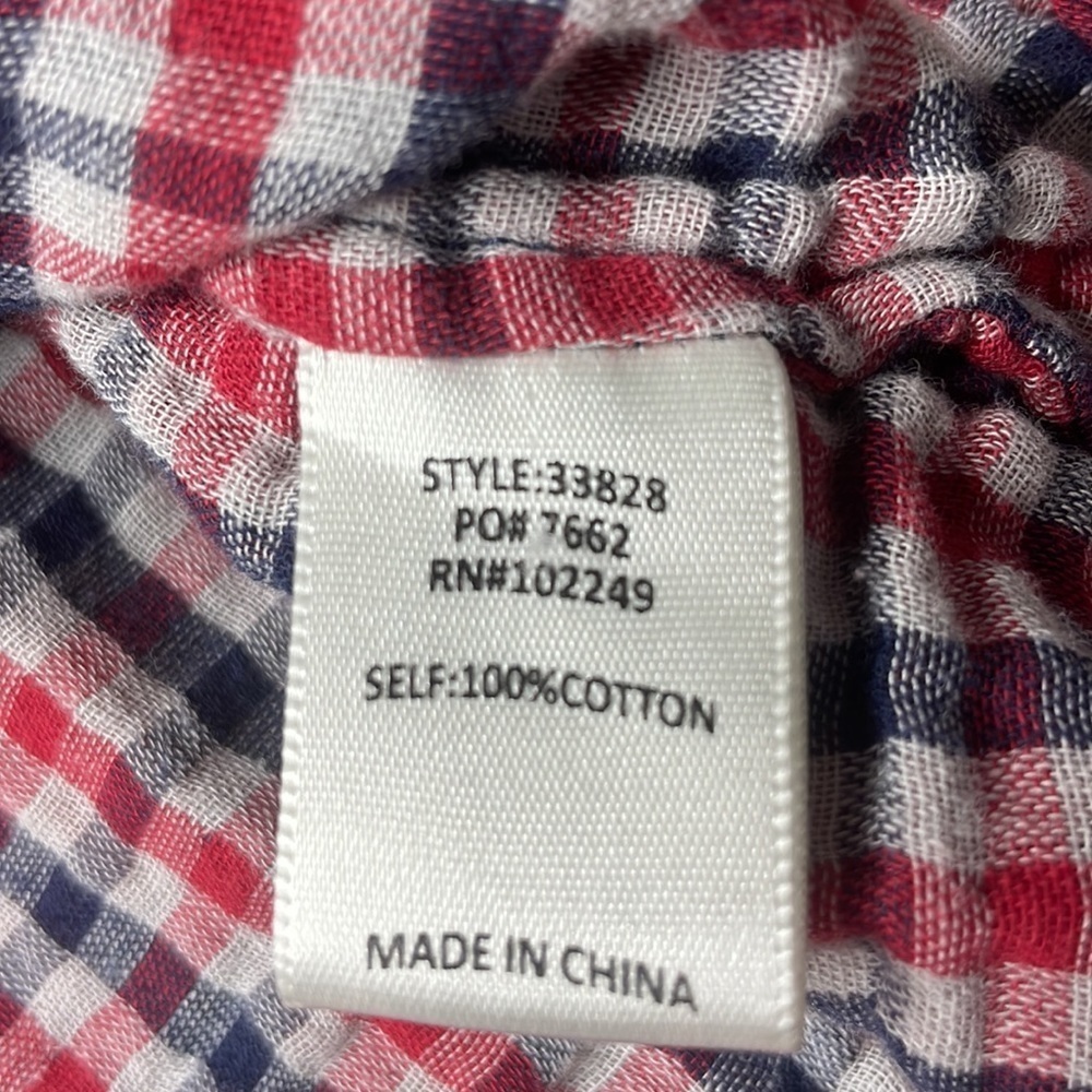 Skies are Blue Women’s Red White Blue Plaid Button Down Shirt, size medium - Picture 7 of 10